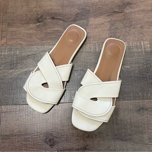 Chloe Candice Flat Leather Sandal Slides Cream 39